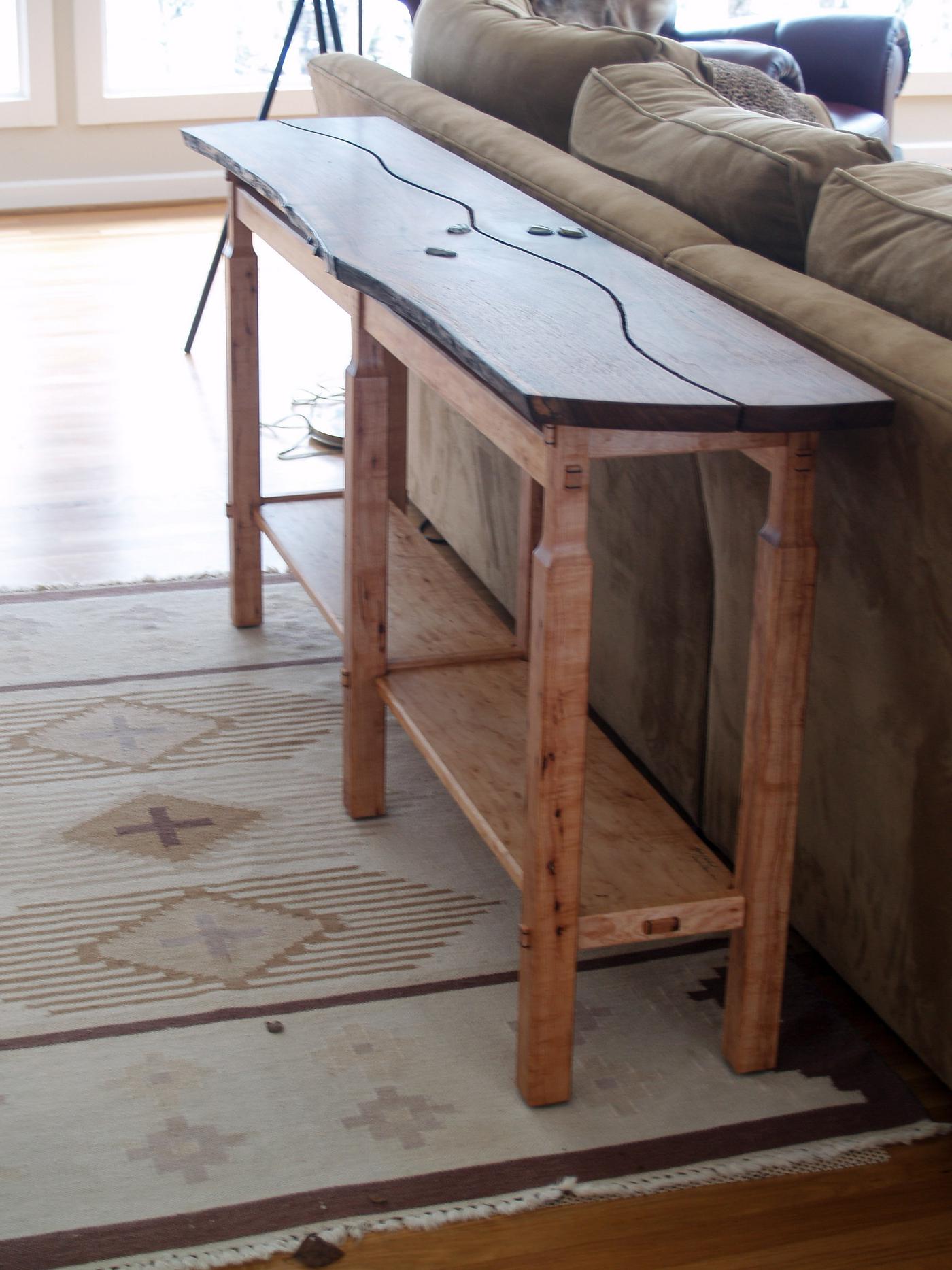 Walnut and maple table