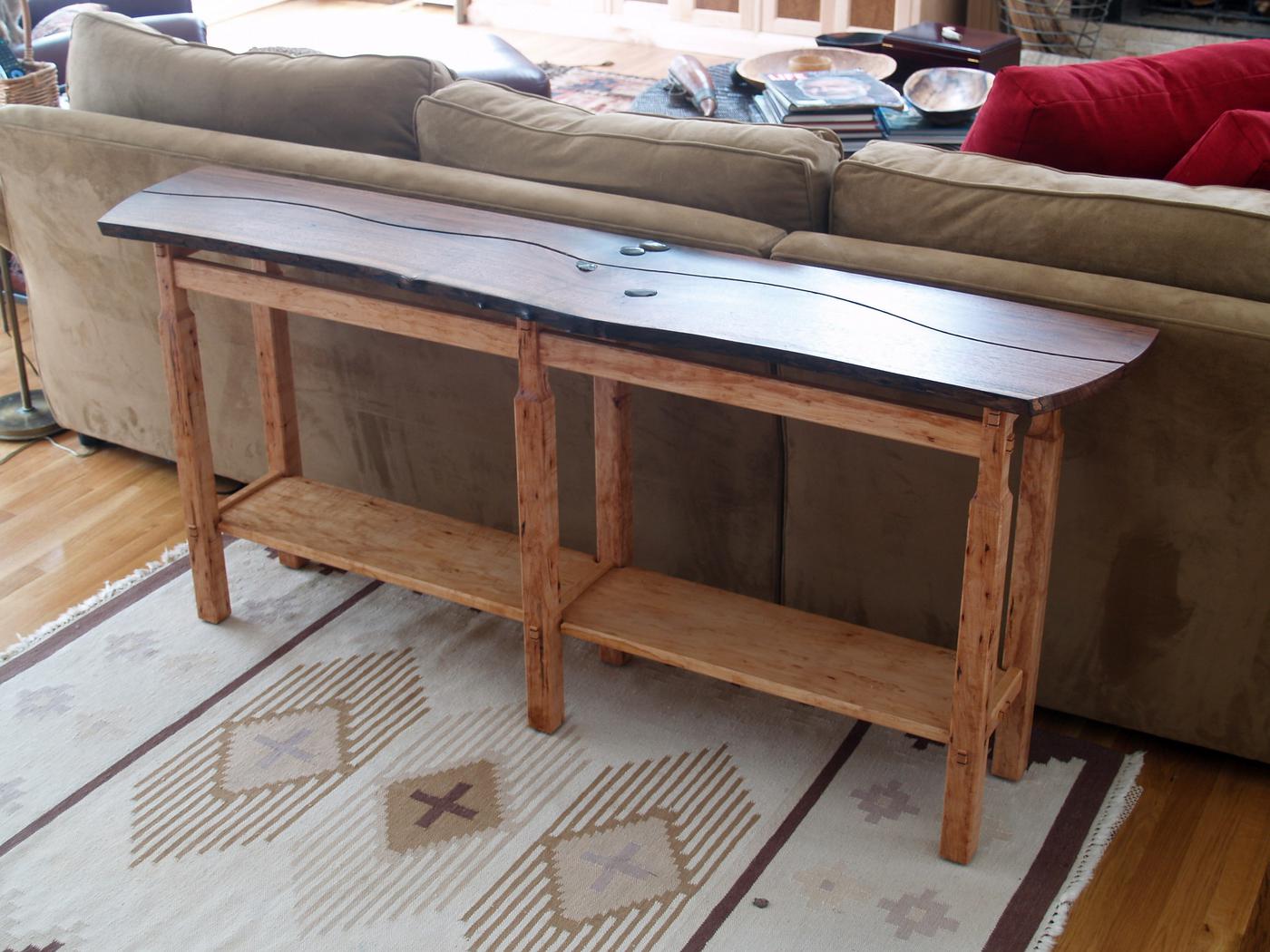 Walnut and maple table